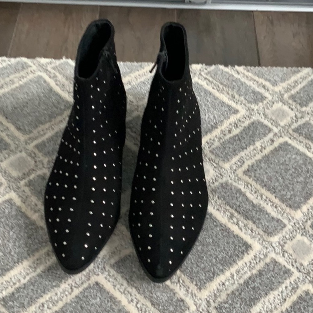JCrew Black Suede Studded Ankle Boots